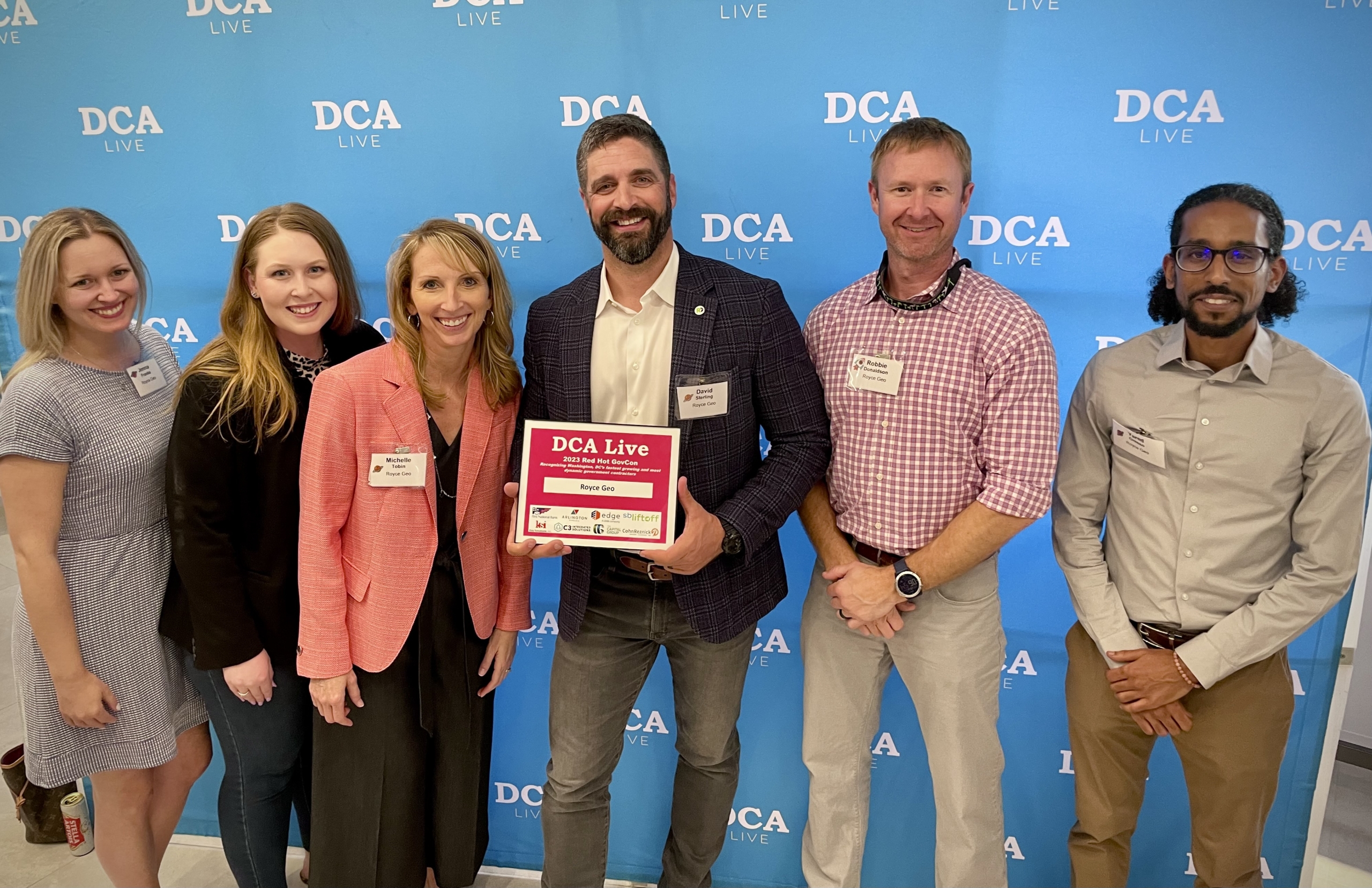 Royce Geo team receiving DCA Live award