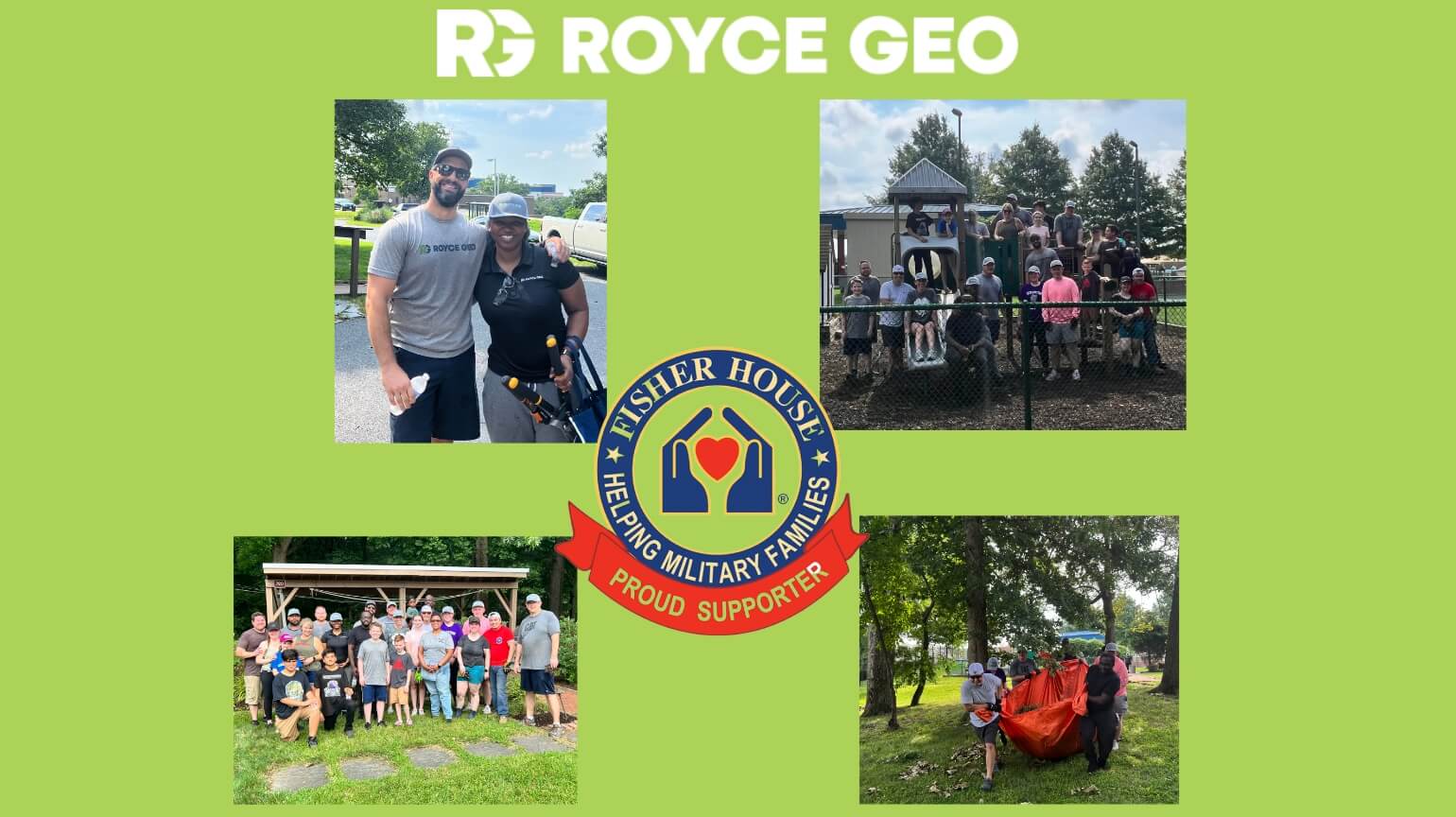 Royce Geo Fisher House volunteering photos collage