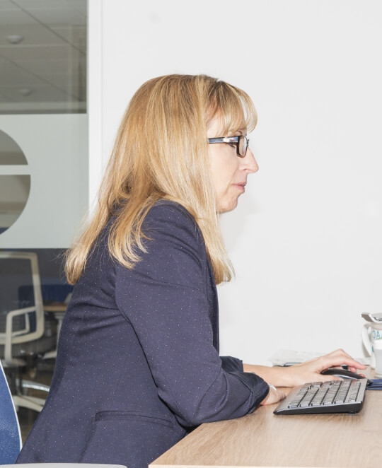 Woman working on a computer