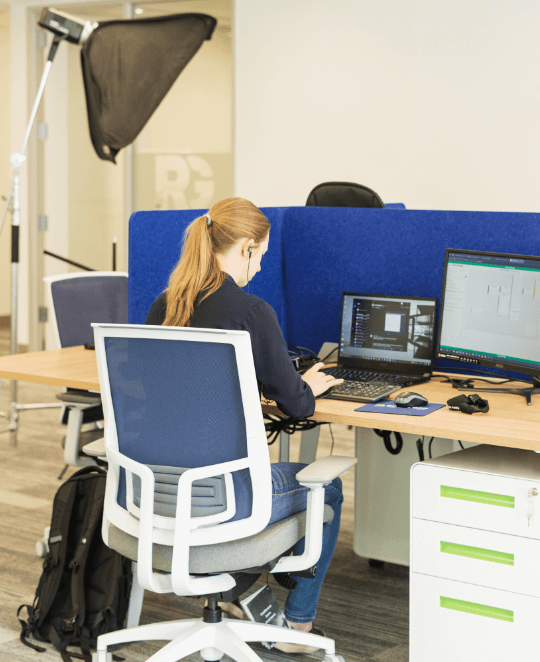 Employee working at her desk