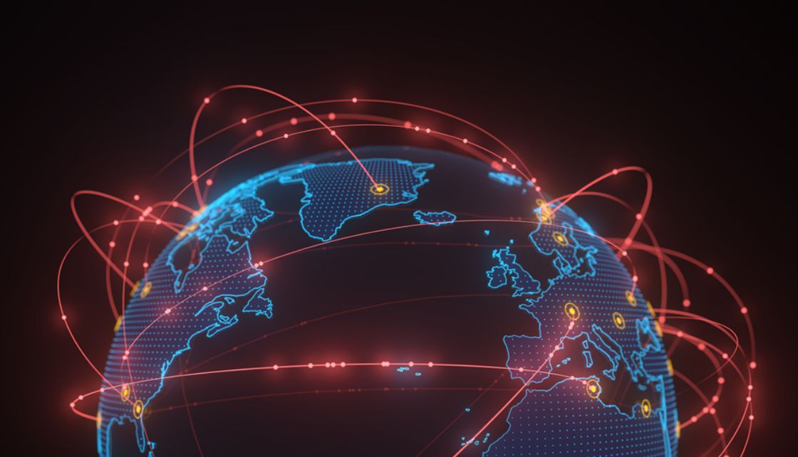 Digital globe with multiple connecting data points