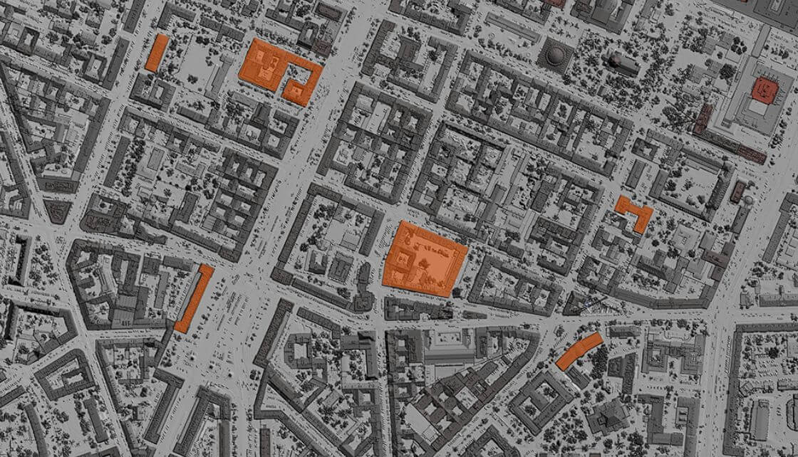 Birds eye view of satellite map